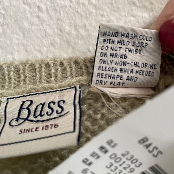 Vintage Bass Y2K mohair blend crewneck sweater men’s L taupe tan New Deadstock - Picture 5 of 5